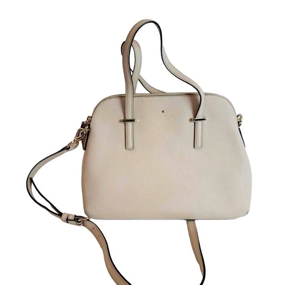 KATE SPADE New York Cream Leather Detachable Strap Zipper Satchel/Top Handle Bag - Picture 1 of 5